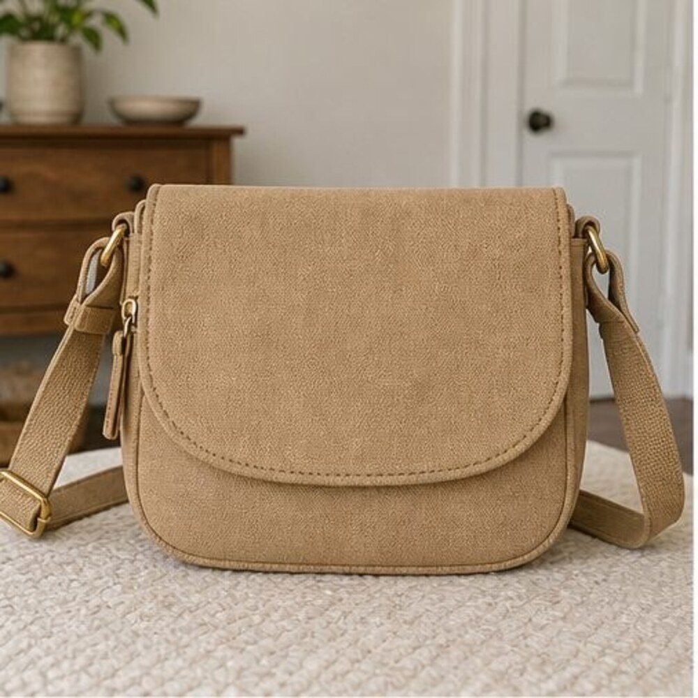 Camel Nylon Crossbody Bag